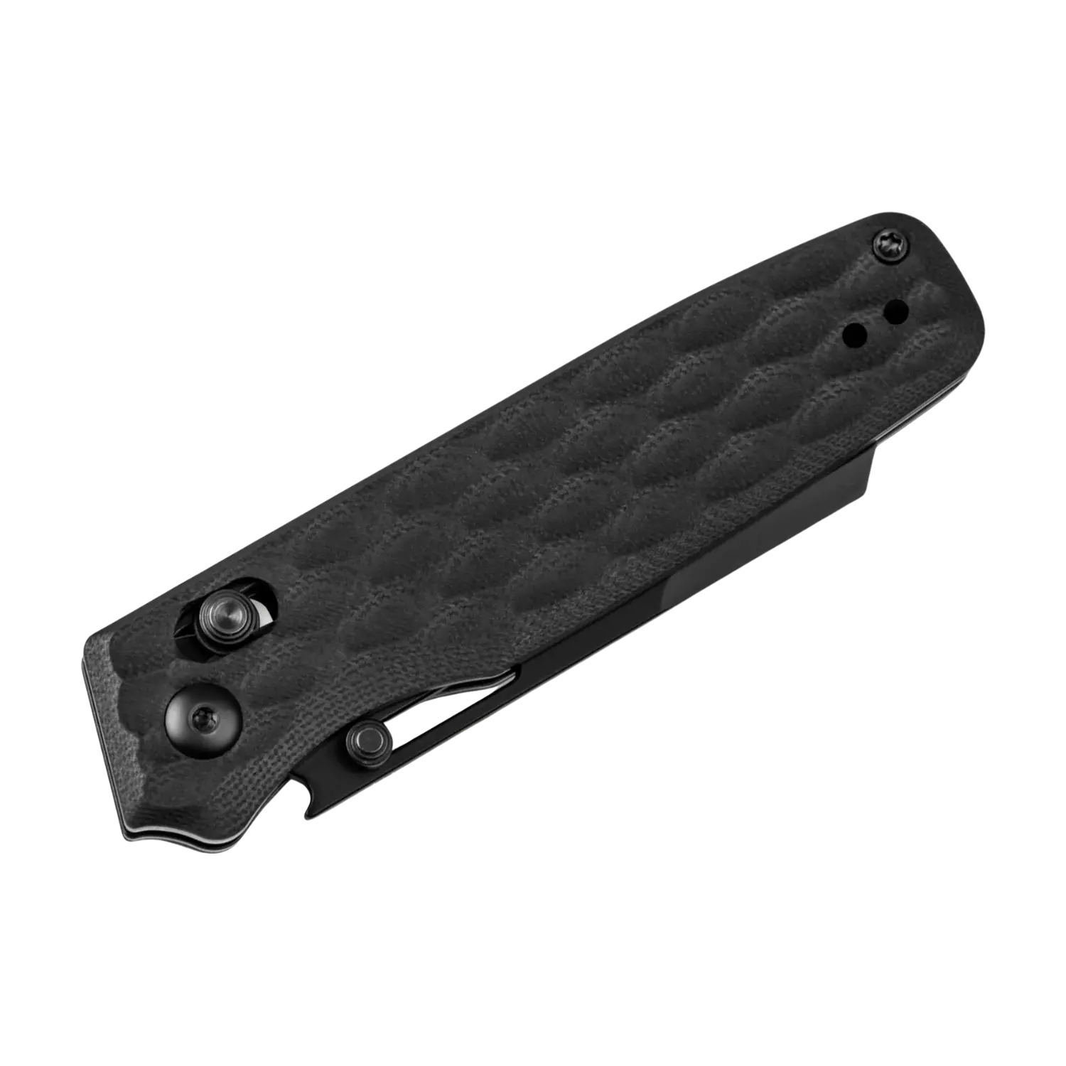 Kizer Tast Klappmesser mit schwarzem Griff und strukturiertem Muster, geschlossen