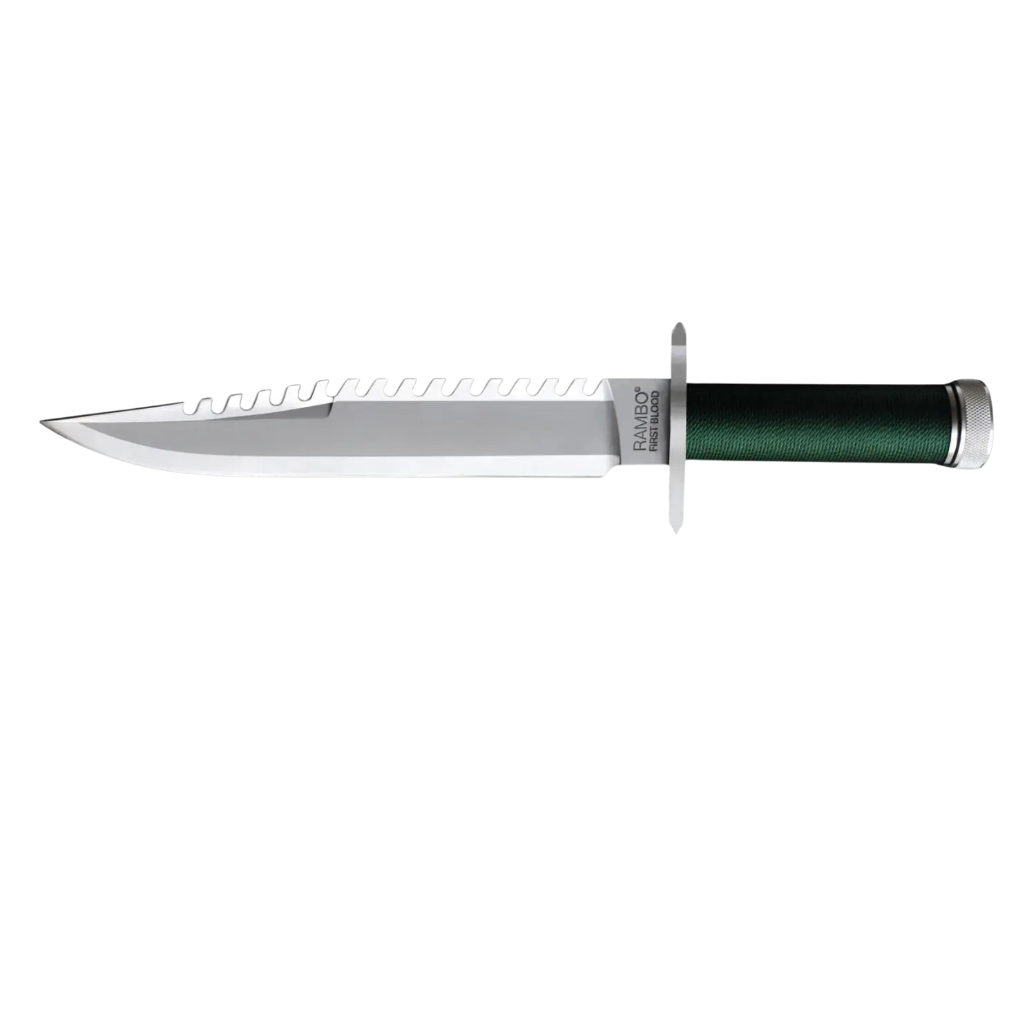 Rambo First Blood Standard Edition Messer mit gezahnter Klinge und grünem Griff