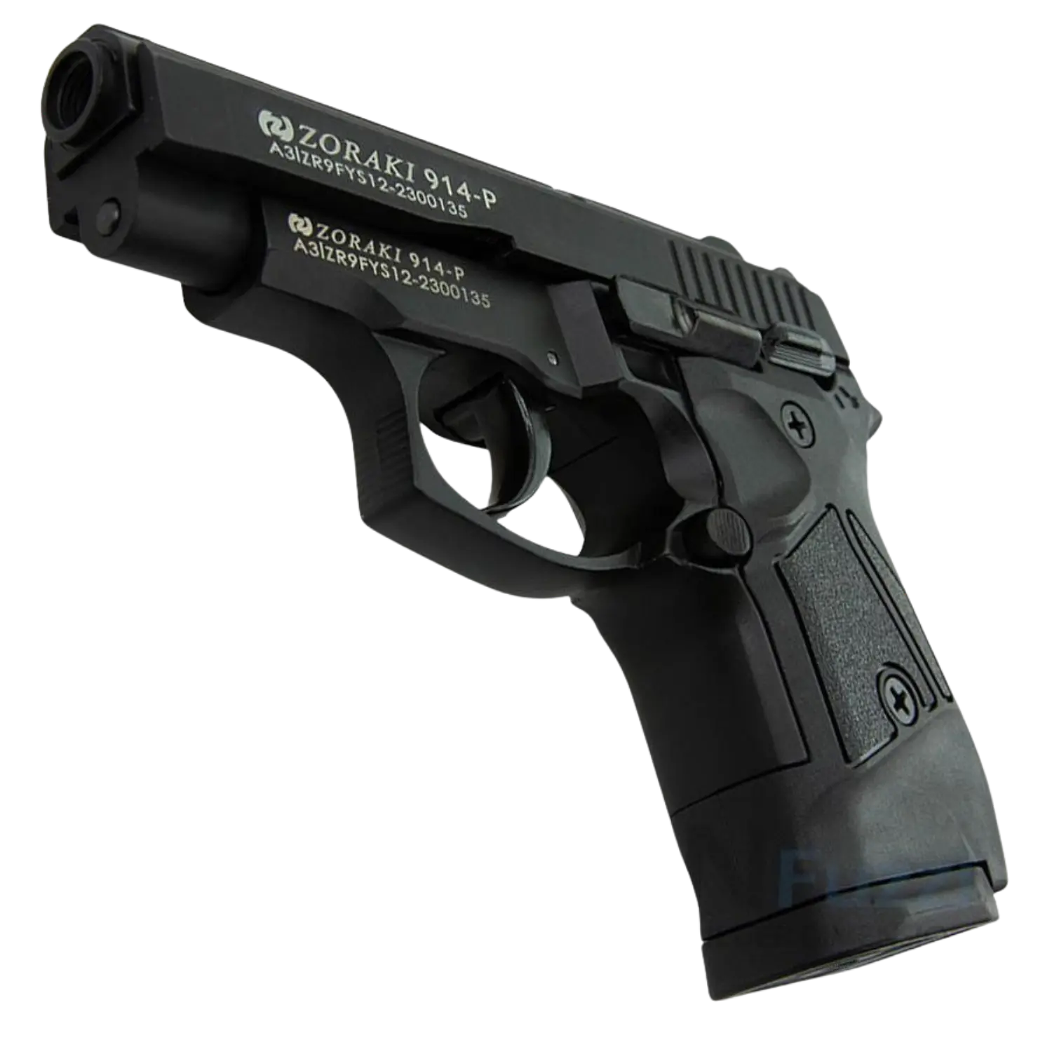 Zoraki 914-P Schreckschusswaffe 9mm PAK schwarz Zoraki 914 P Schreckschusswaffe mit schwarzem Griff und Abzugsmechanismus, modernem Design.