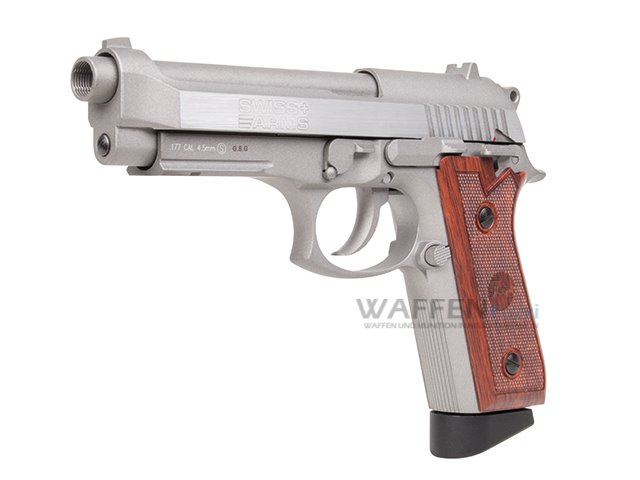 Vollmetall CO2 Pistole Swiss Arms zerlegbar Kaliber 4,5mm Stahlrundkugel BlowBack