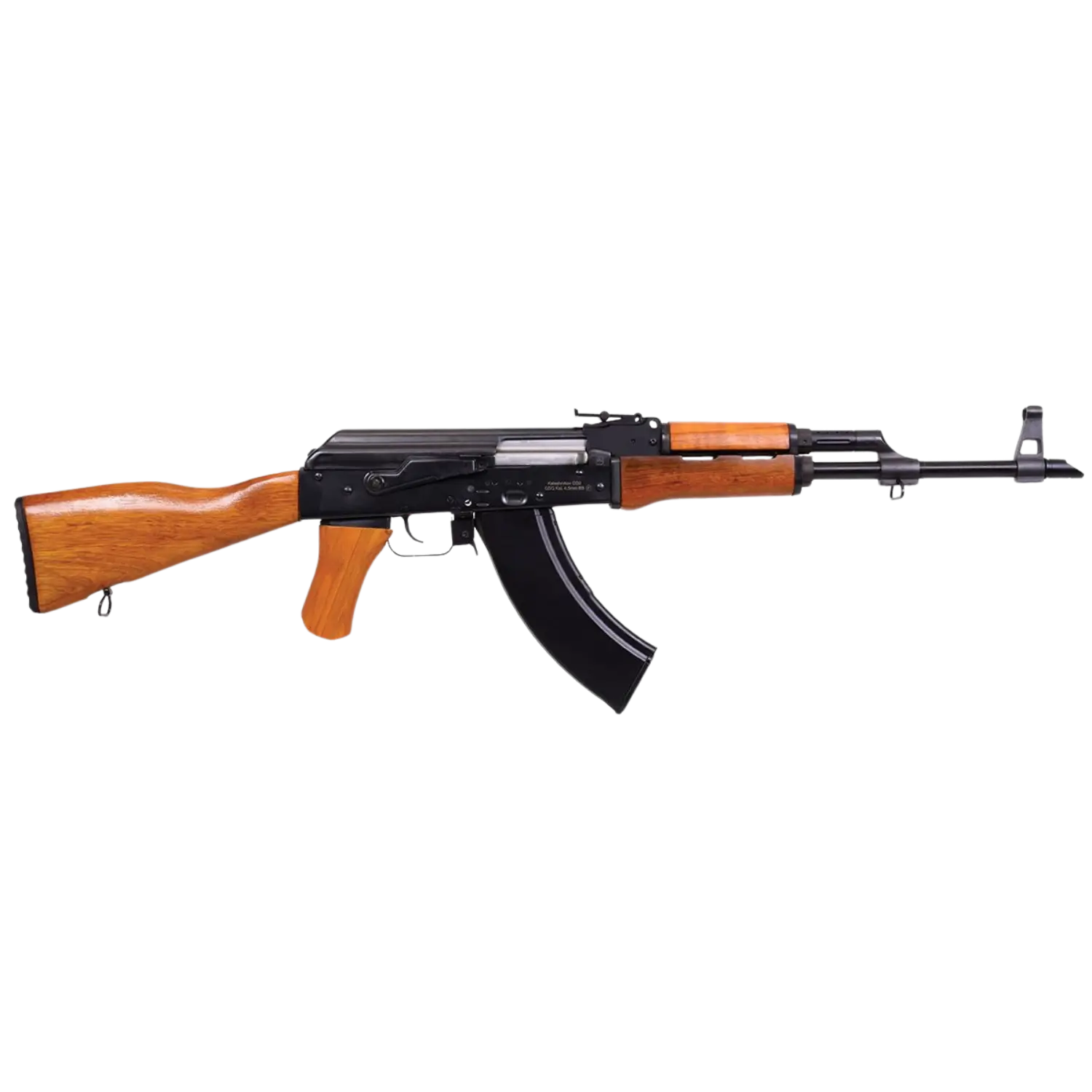 Kalashnikov AK47 CO2 Gewehr 4,5mm BB Vollmetall mit Holzoptikschaft und schwarzem Gehäuse und Griffstück