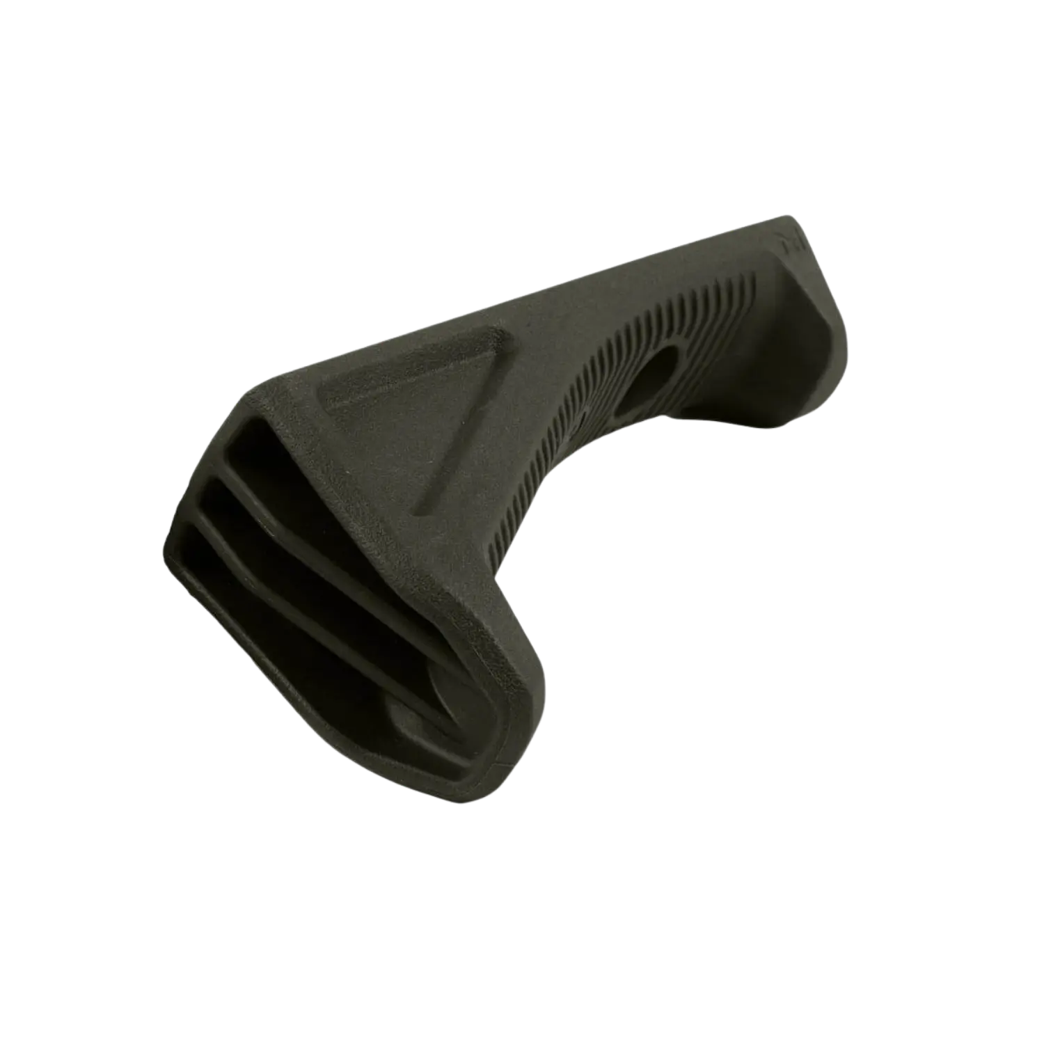 Abgewinkelter Magpul AFG Vordergriff mit M-LOK-Befestigung in dunklem grün.