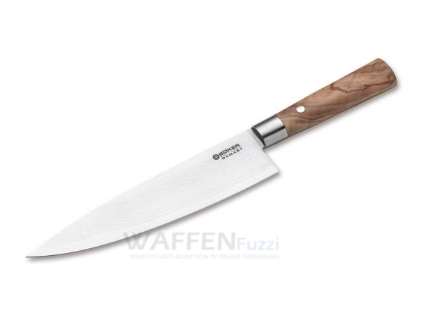 Damast-Olive-Kochmesser-gross Böker Olive Kochmesser aus feinem Damaststahl