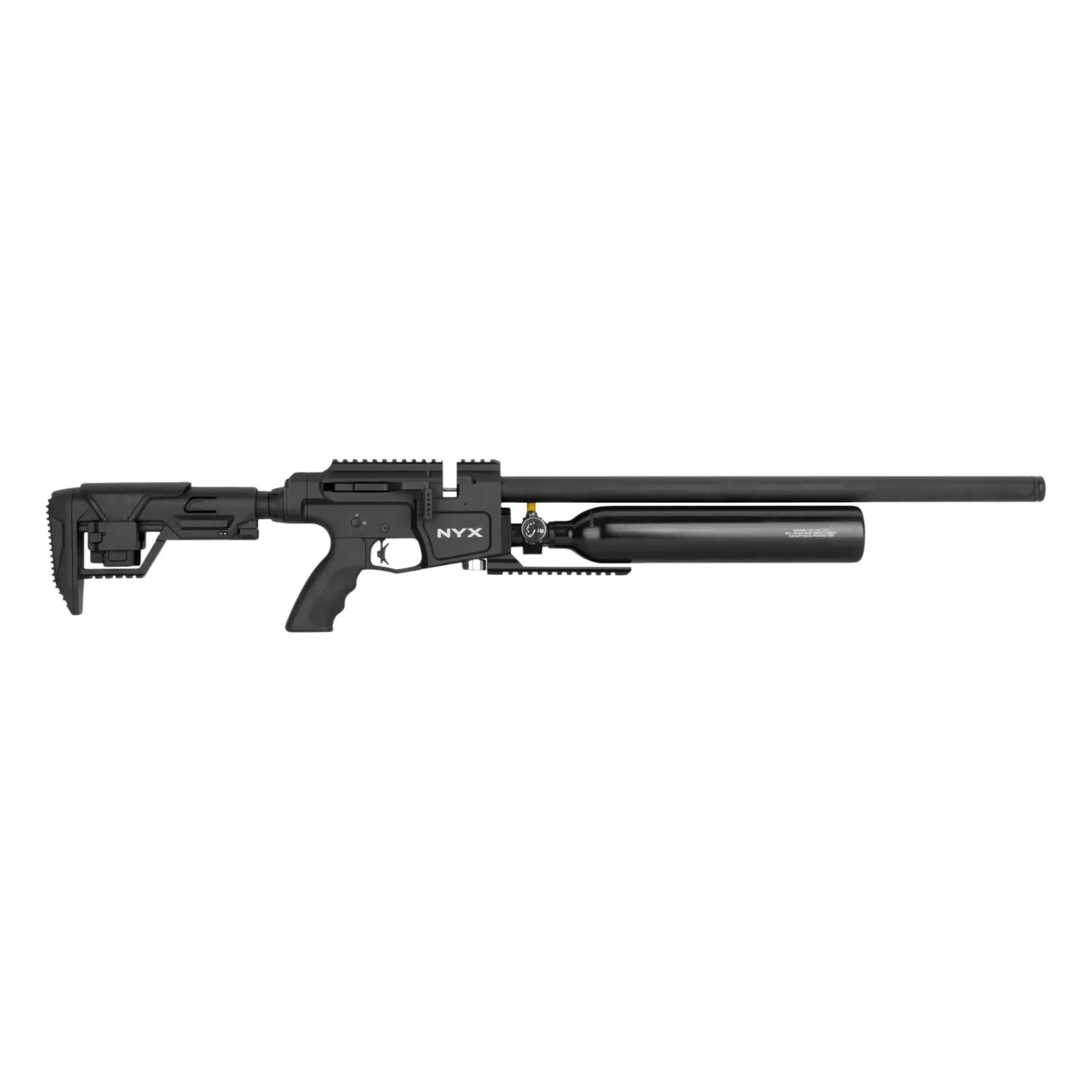eximex NYX Luftgewehr mit schwarzem Finish und schwarzer Pressluftkartusche