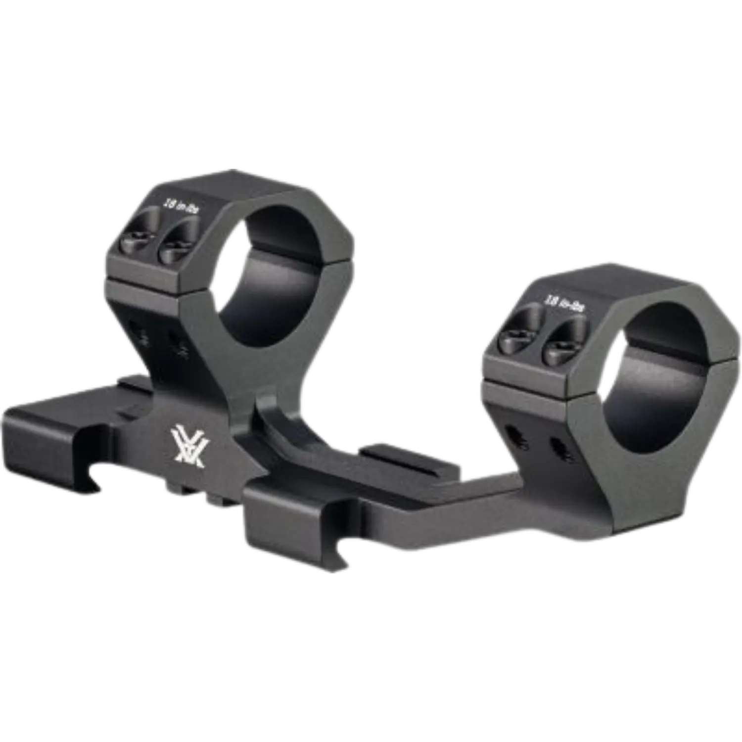 Schwarze Vortex Sport Cantilever Zielfernrohrmontage mit 2-Zoll-Ringen und Versatzmontage für Mittelrohrdurchmesser, mit Schrauben zur Befestigung