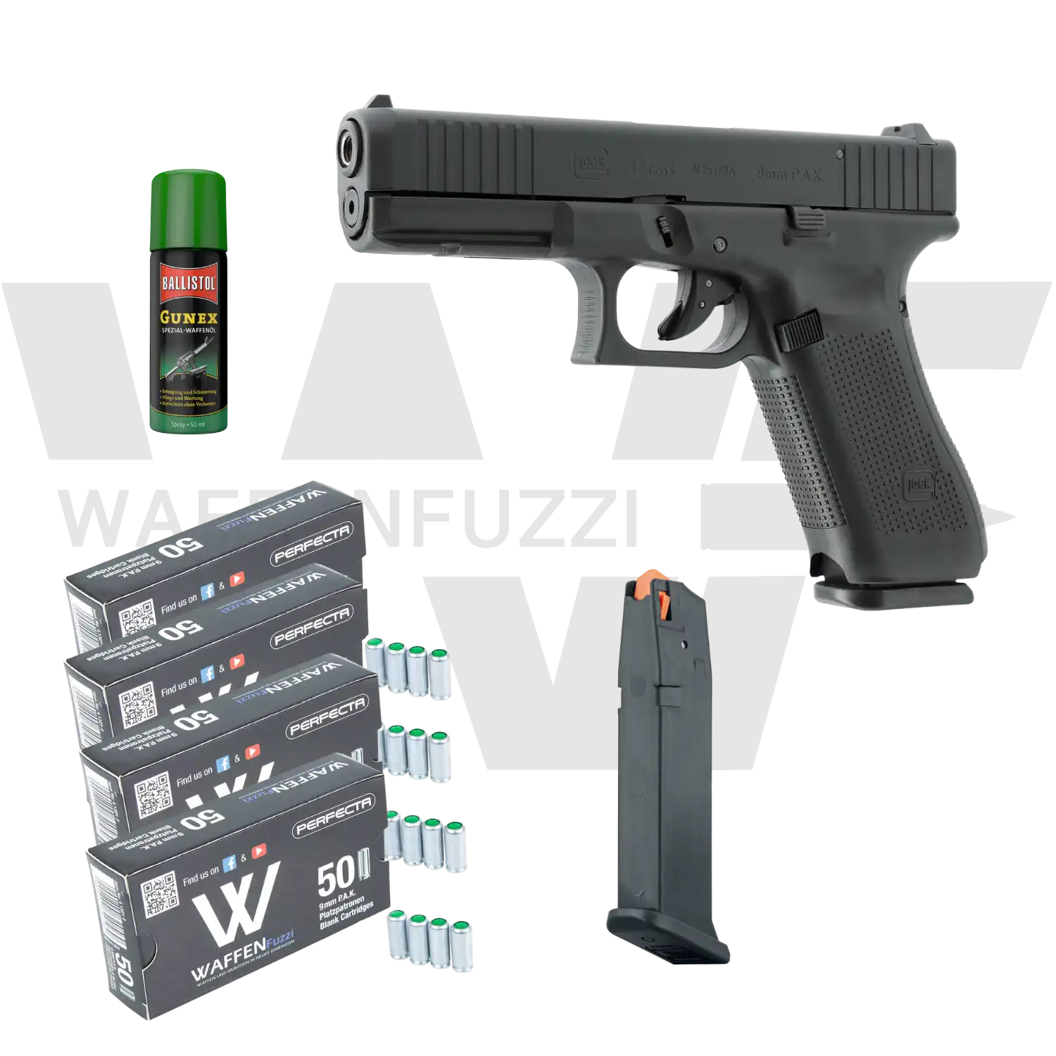 Glock 17 Gen5 Schreckschusspistolen Set "M" Kaliber 9mm PAK