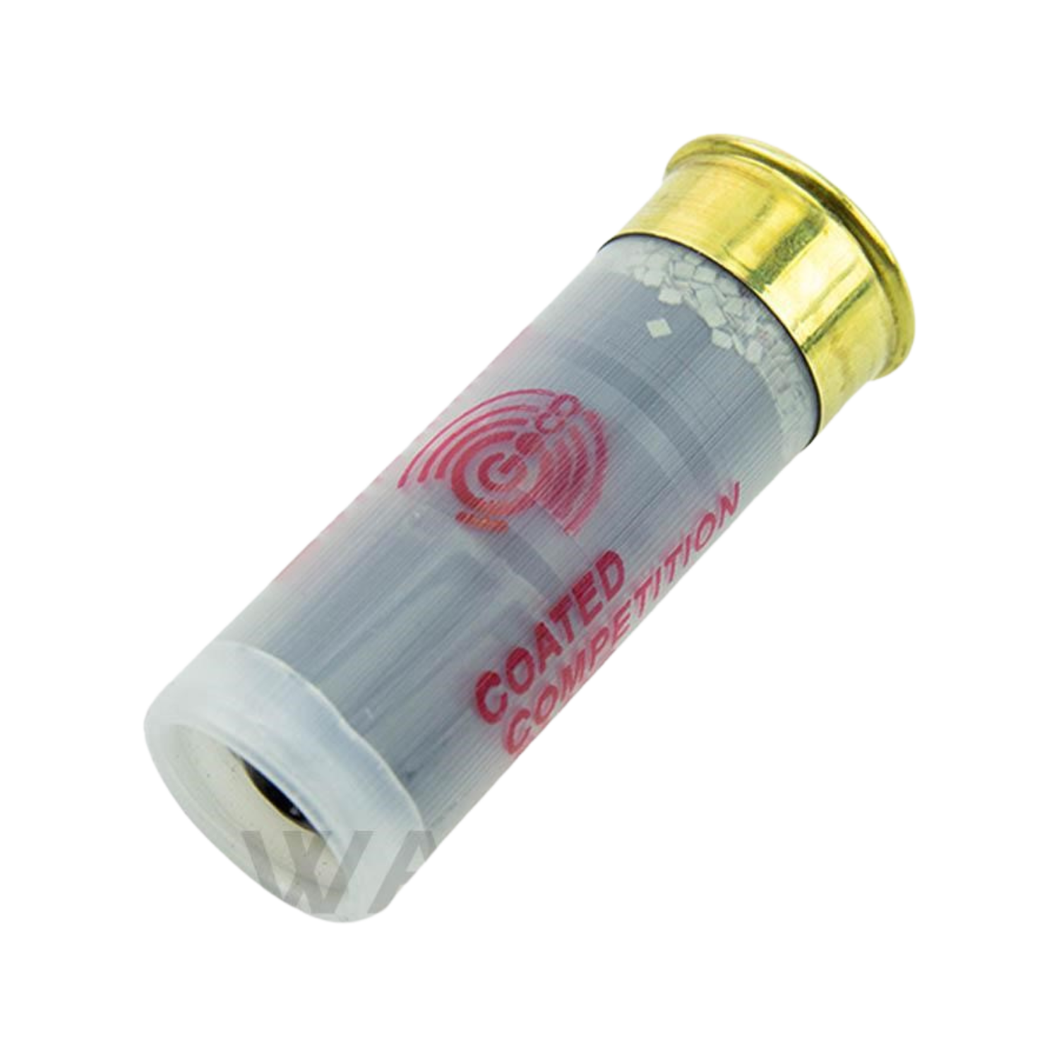 Coated Competition Slug Black 26g 100 Schuss Kaliber 12/67,5 Flintenlaufgeschoss mit goldfarbener Hülse und grauem Kunststoffkörper, Aufdruck 'COATED COMPETITION' und Zielscheibenlogo in Rot
