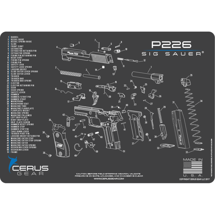 Kurzwaffenmatte SIG P226 Schwarz SCHEMATIC MAT