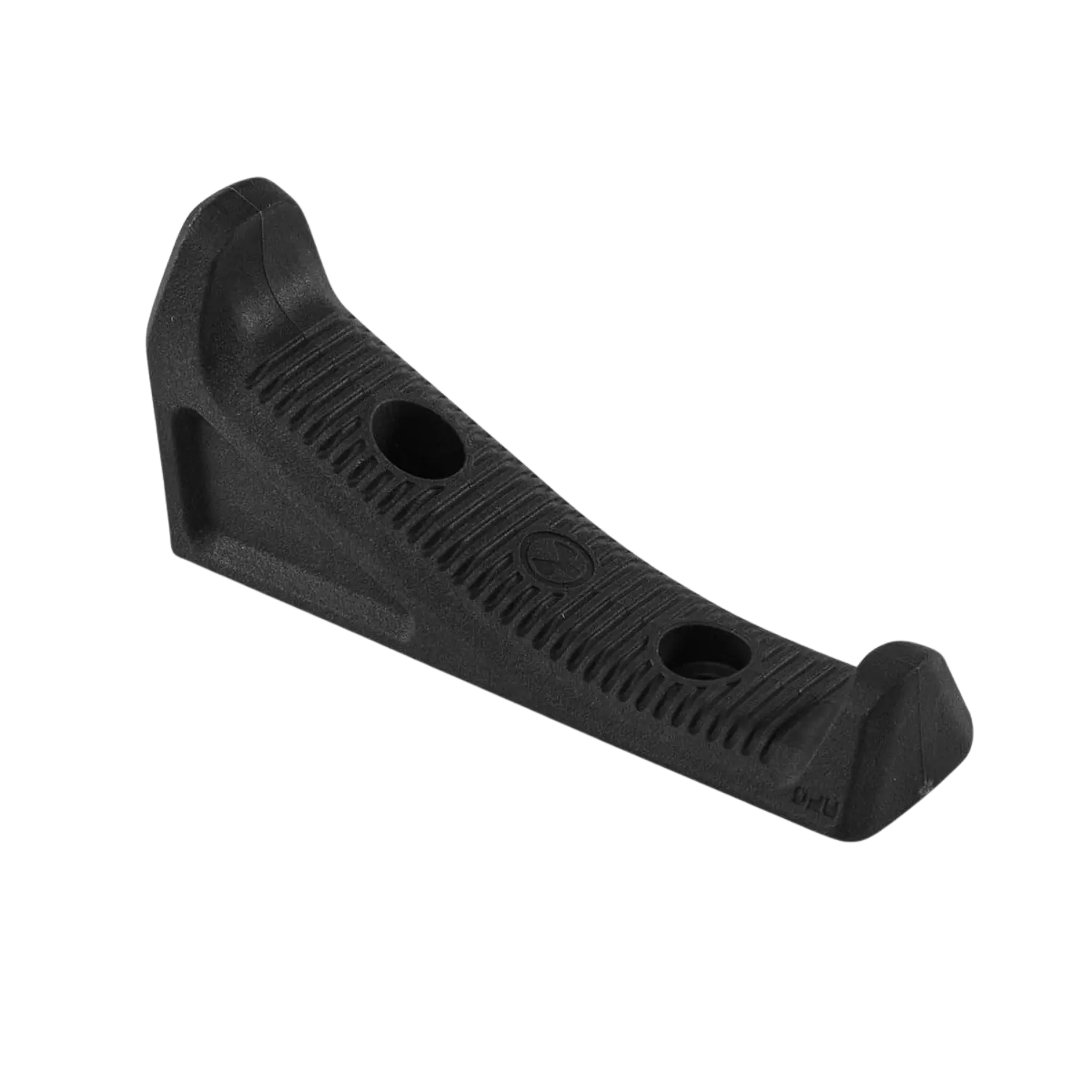 Abgewinkelter, schwarzer Magpul AFG Vordergriff mit M-LOK-Befestigungslöchern.