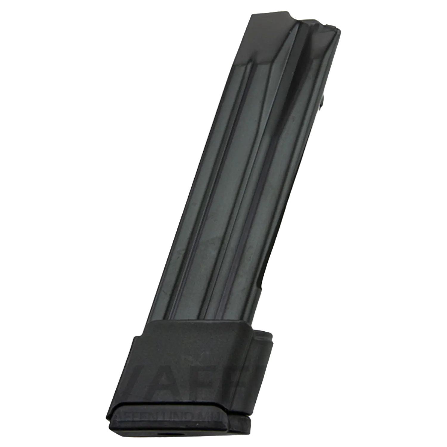 H&K Magazin 20 Schuss für SFP9 / P30 Schwarzes Metallmagazin für eine Pistole mit 20 Schuss Kapazität, rechteckig und länglich, mit Kunststoffboden.