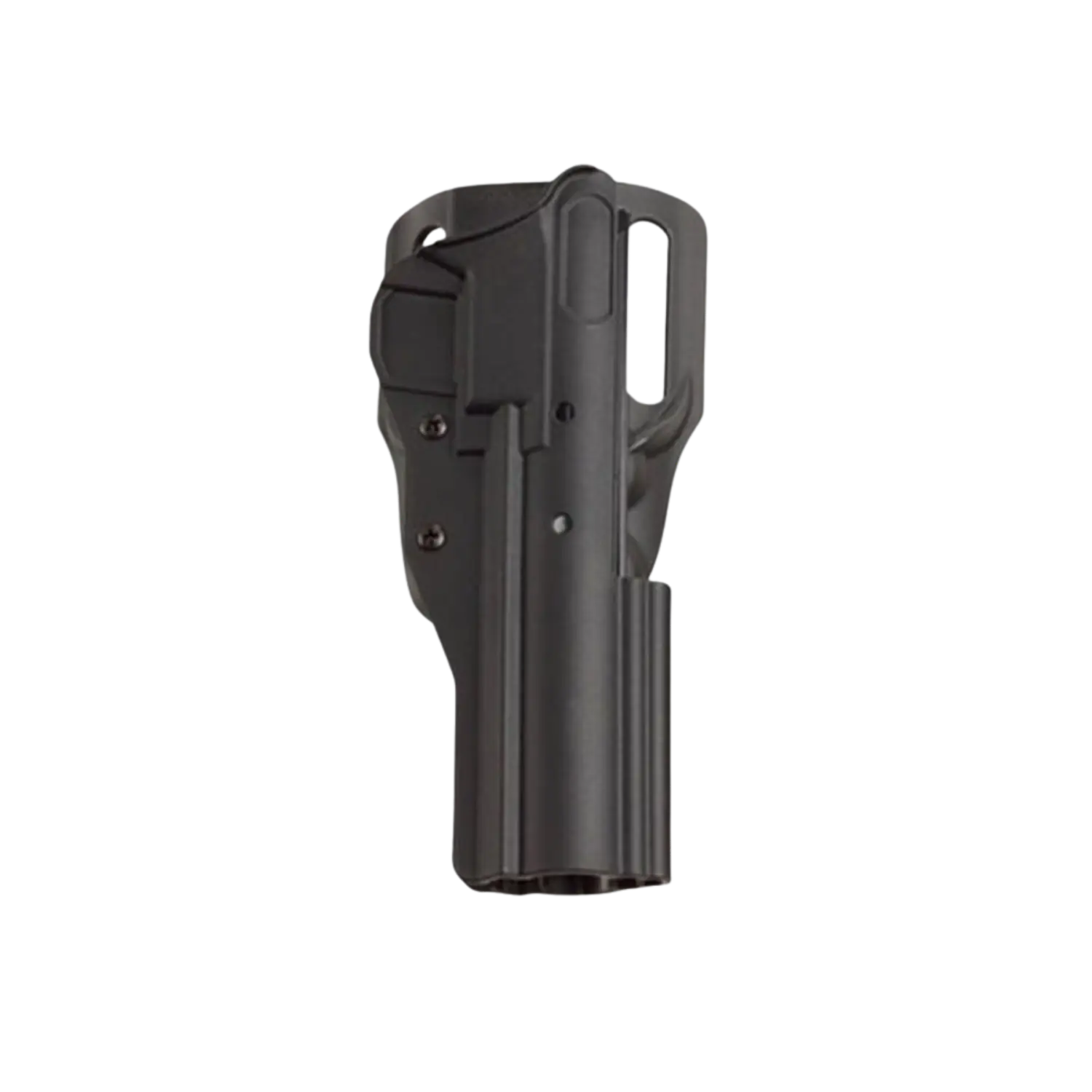 Schwarzes Holster mit Gürtelclip und Halterung, rechteckige Form, glatte Oberfläche