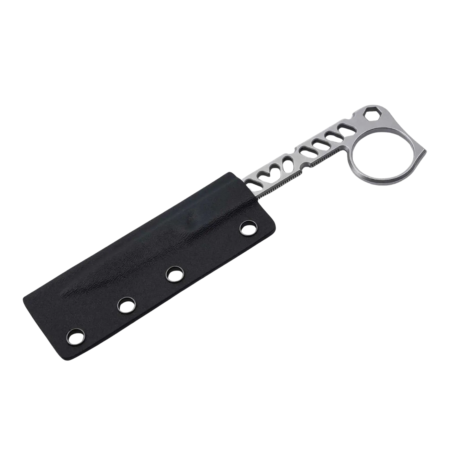 taktisches silbernes Messer in schwarzer Hülle
