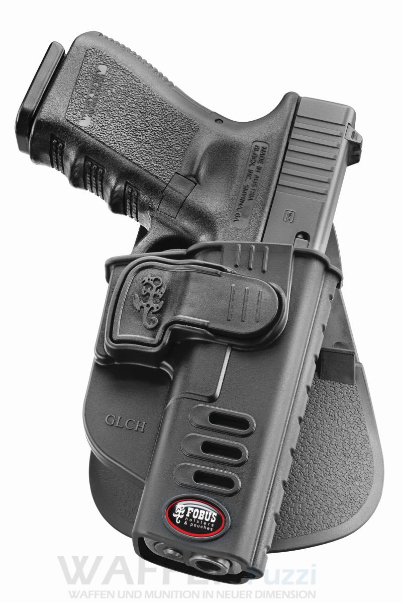 GLCH Fobus Paddle Trigger Locking Holster LINKS für Glock 17 & Glock 19 mit Ziehwinkelverstellung