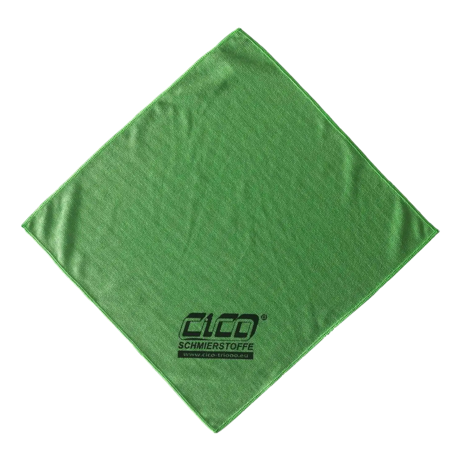 CICO® MicroTop Reinigungstuch Grünes quadratisches Tuch mit schwarzem Schriftzug 'CICO SCHMIERSTOFFE www.cico-triooo.eu' in einer Ecke.