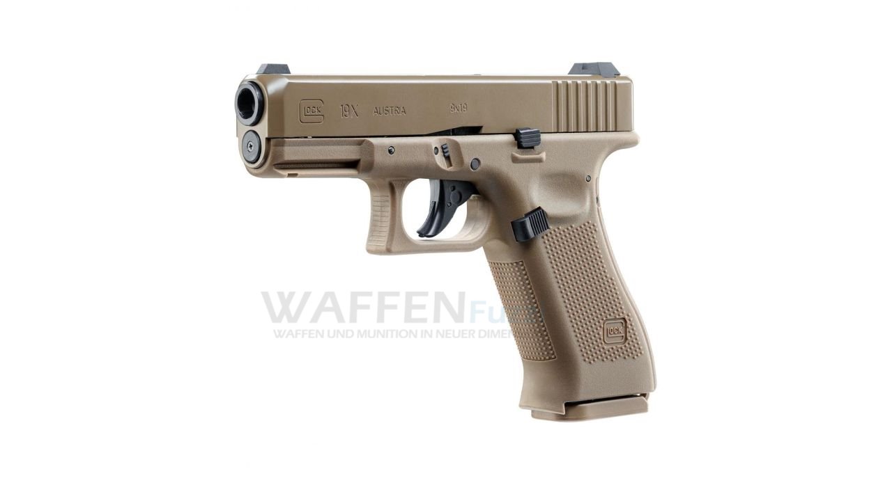 Glock 19X Co2 Pistole Blow Back FDE Kaliber 4,5mm Stahl BB