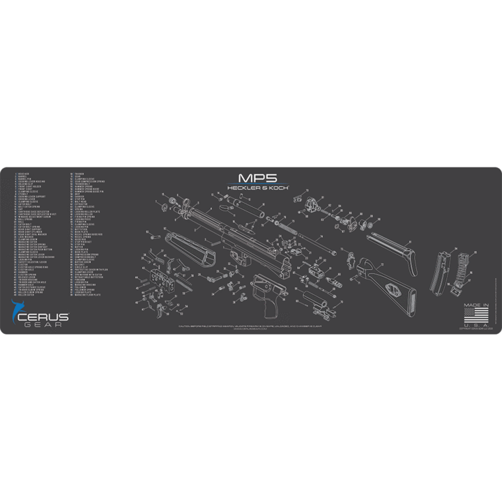 MP5-Waffenmatte Schematic Promat Waffenmatte für MP5. Optimale Waffenpflege mit Cerus Gear
