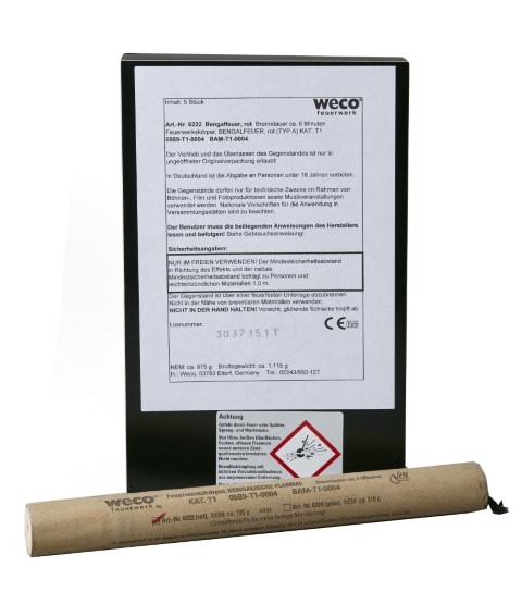 Bengal Flamme 5er Pack 6min Rot Bengal Flamme 5er Pack 6min Rot