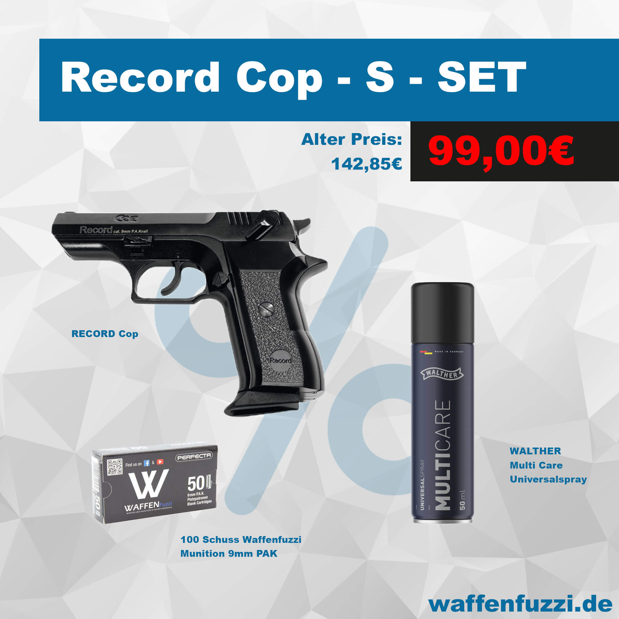 Record Cop Schreckschuss S-Set mit Waffenfuzzi-Munition