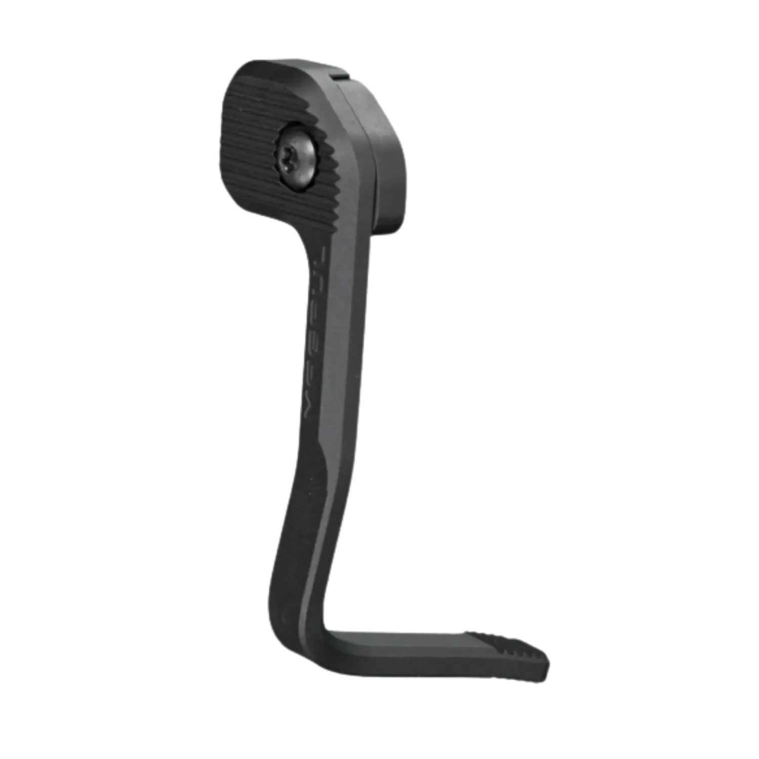 Schwarzer Hebel mit geriffelter Oberfläche und Schraube, Maglula B.A.D. Battery Assist Device für AR-15/M4.
