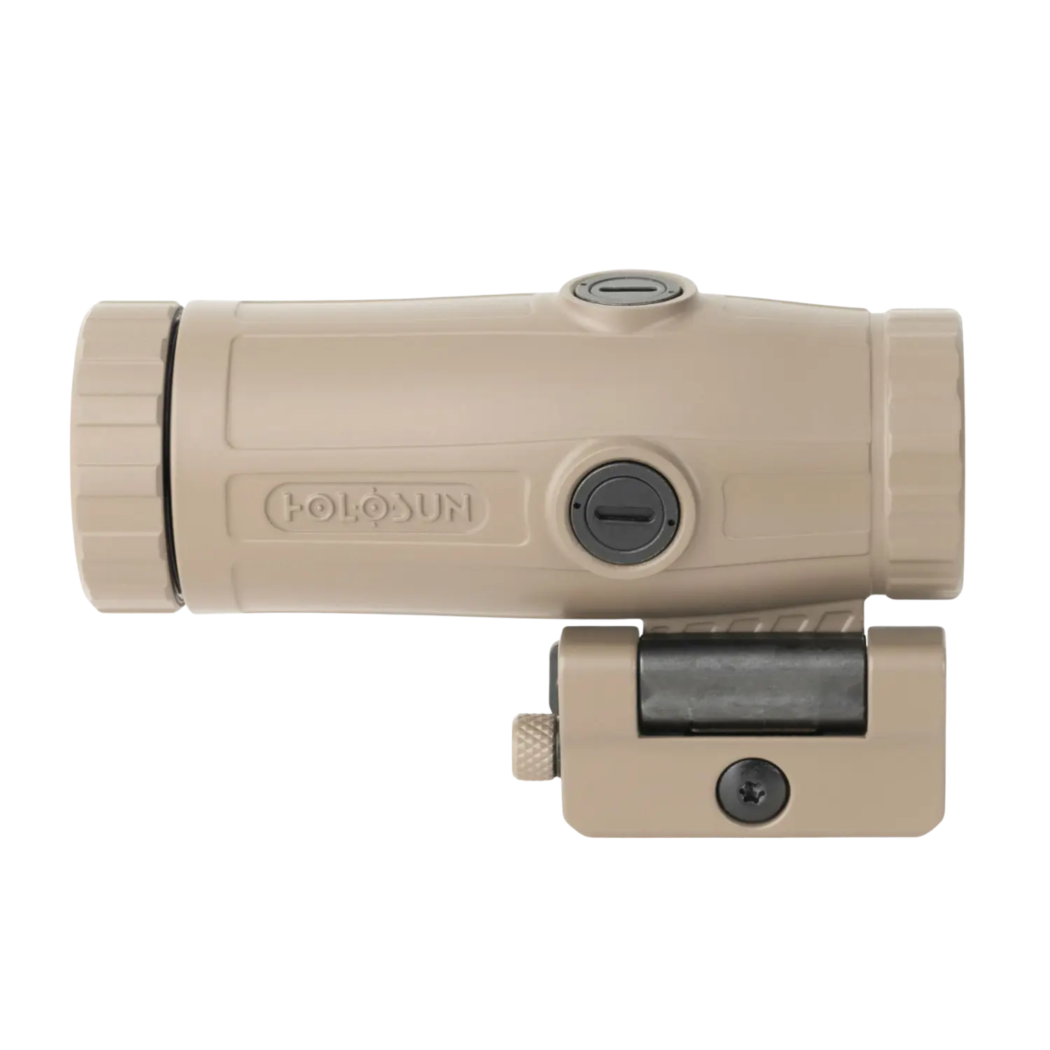 Holosun HM3X Magnifier in FDE-Farbe mit seitlicher Verstellschraube und Montagesockel