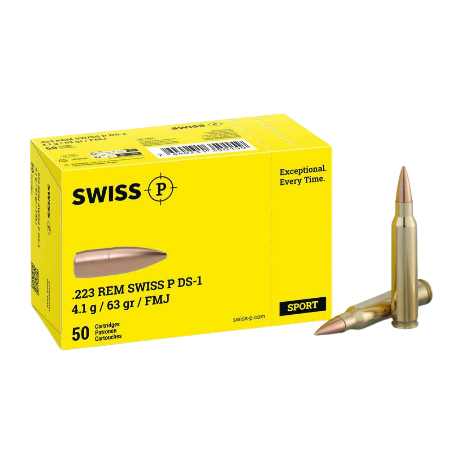 Swiss P Büchsenpatronen .223 Rem. Vollmantel 63gr.
