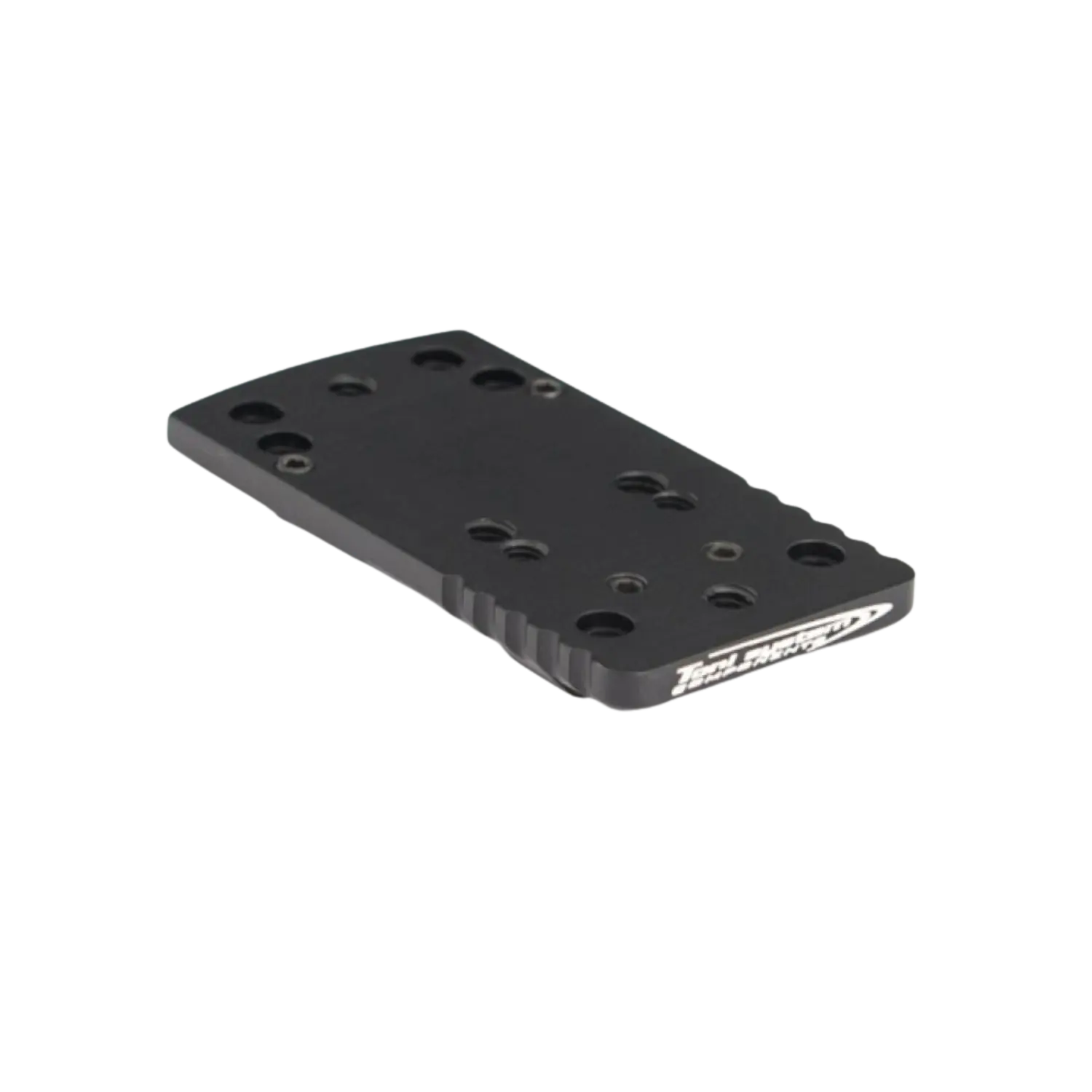 Toni System Glock Dovetail Base Plate für Red Dots Typ A Schwarze Montageplatte für Reddots mit mehreren Bohrungen und geriffeltem Rand, rechteckig, flach.