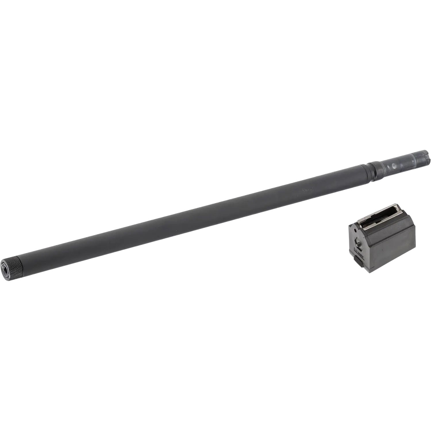 Wechselsystem bestehend aus schwarzem Lauf und einem schwarzen Magazin