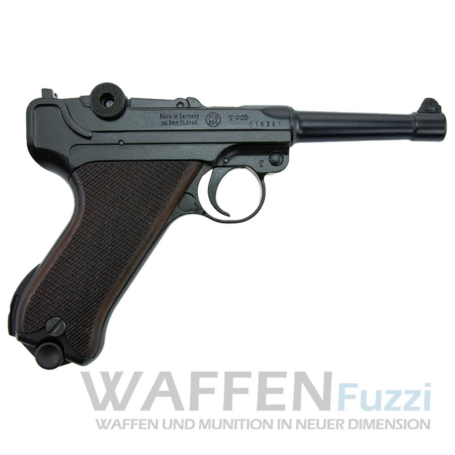 ME P08 Schreckschusswaffe 9mm brüniert mit Holzgriff