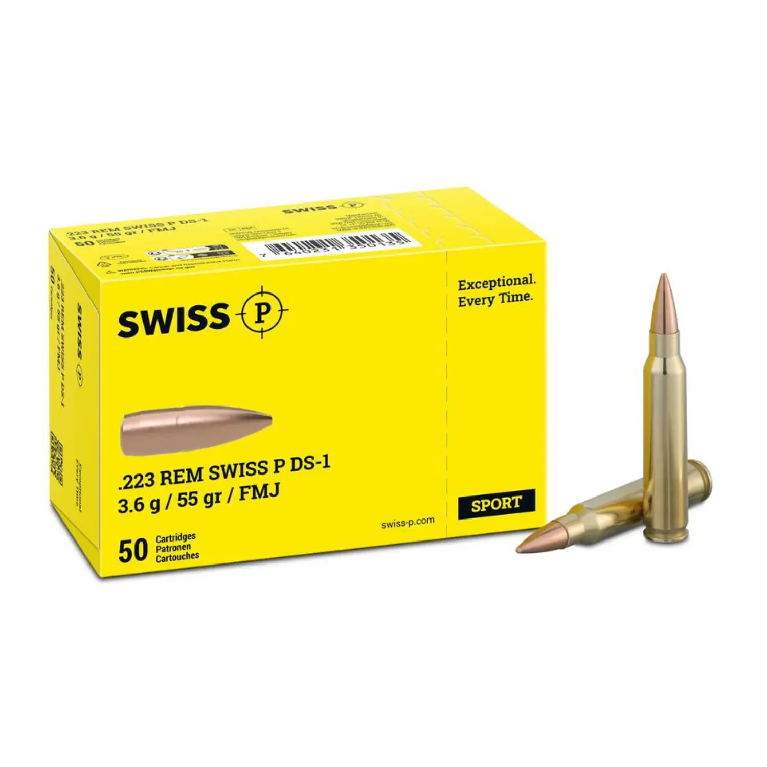 Swiss P Büchsenpatronen .223 Rem. Vollmantel 55gr. DS-1