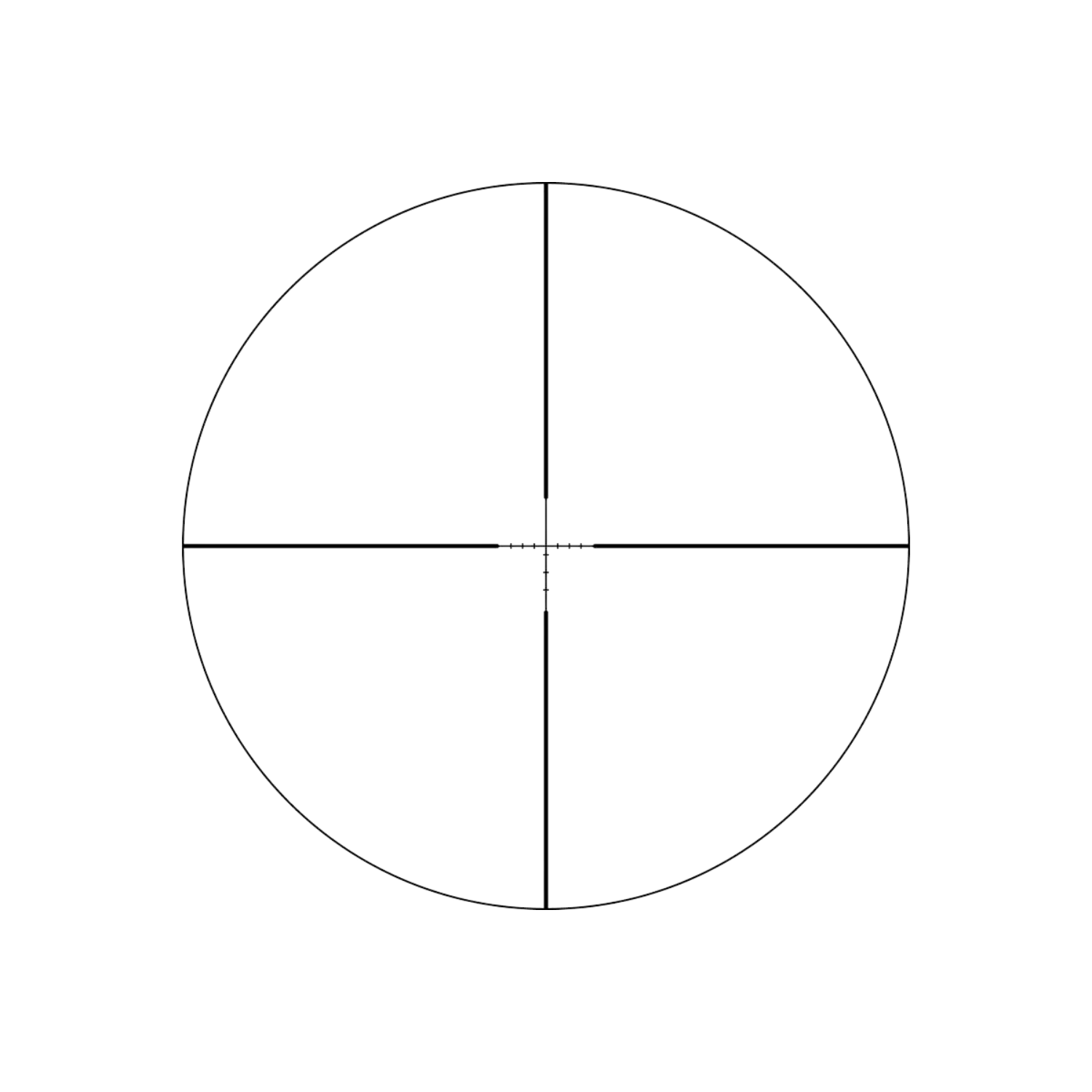 Vortex Zielfernrohr Viper HS 2,5-10x44 BDC-2 SFP Absehen von Dead-Hold BDC MOA SFP. Fadenkreuzdesign mit einem zentralen Punkt und feinen Linien, umgeben von einem großen Kreis.