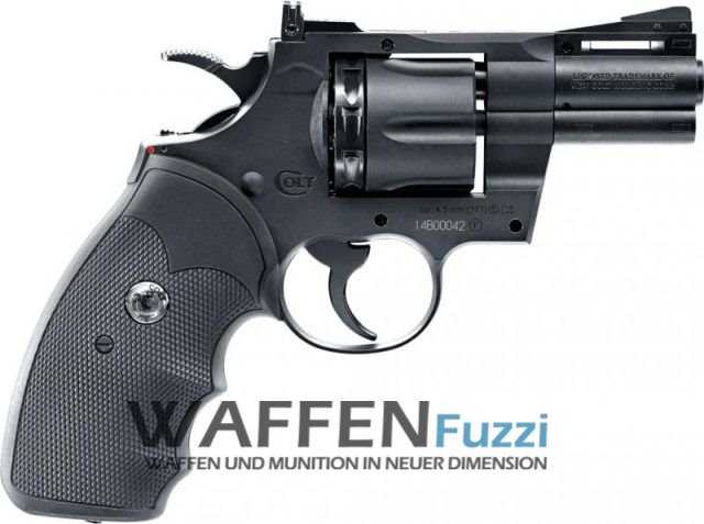 Colt Python 2,5 Zoll CO2 Revolver 4,5 mm BB u. Diabolo, brüniert