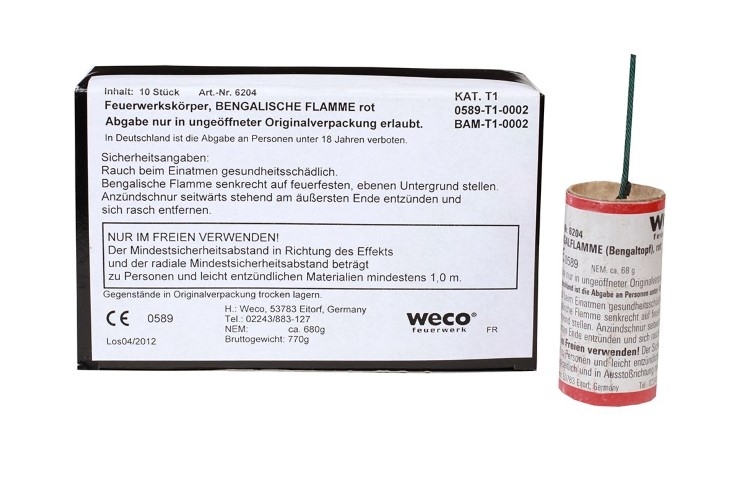 Bengaltopf 10er Pack Rot 60 Sek. Bengaltopf 10er Pack Rot 60 Sek.