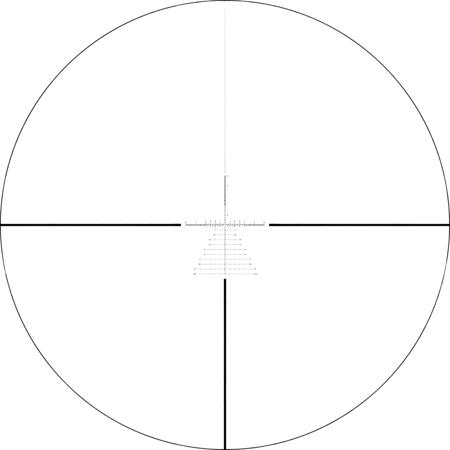 Schwarz-weiße Linienzeichnung eines Fadenkreuzes