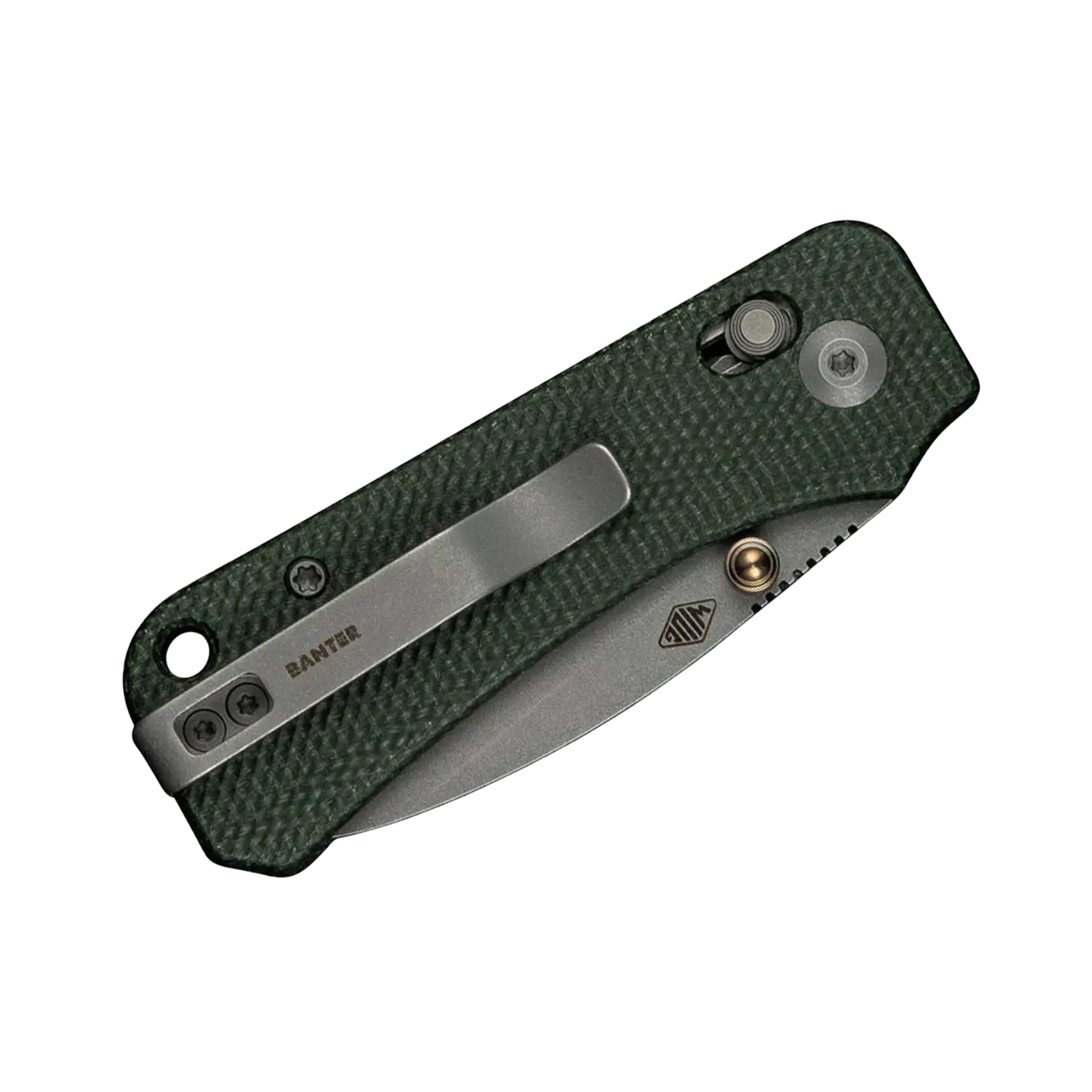 Klappmesser mit grünem Griff und matt silberner Klinge