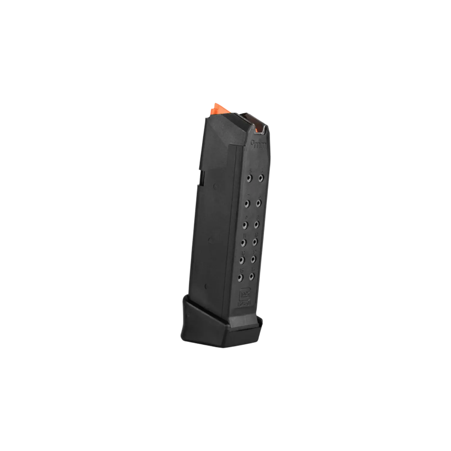 Glock 19 Gen5 Ersatzmagazin Kal. 9mm Luger 17 Schuss, Schwarz mit Orange Follower