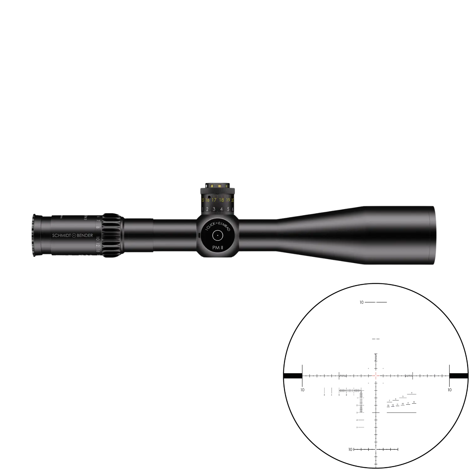 Schmidt u. Bender ZF 5-25x56 PM II/LP MSR2 1cm cw DT / ST Schmidt und Bender Zielfernohr in schwarz mit DT ST Türmen und einem MSR2 Absehen