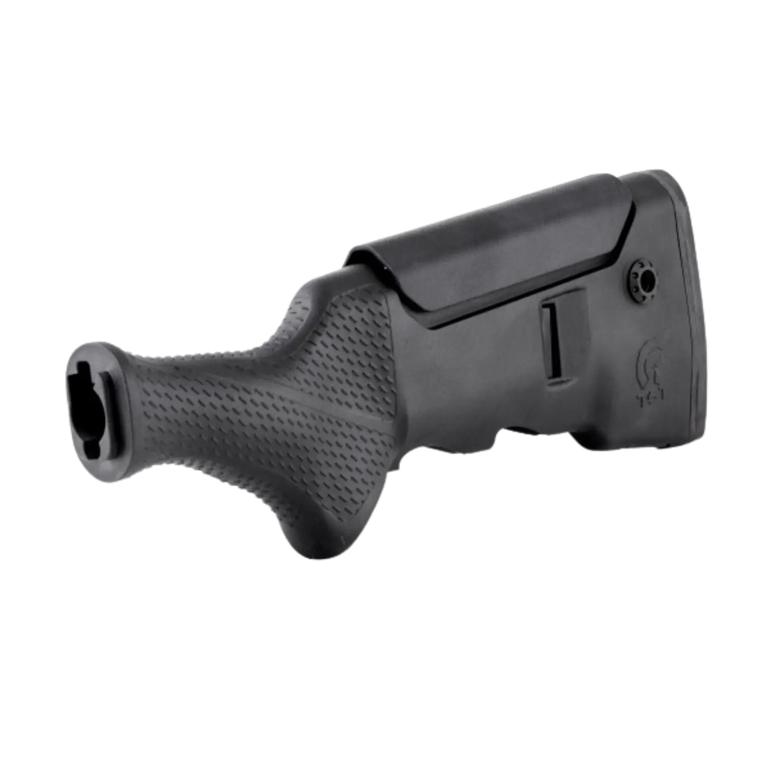 Toni System TST Schaft für Beretta 1301, schwarzer Kunststoffschaft mit rutschfester Textur und seitlichem Befestigungsloch.