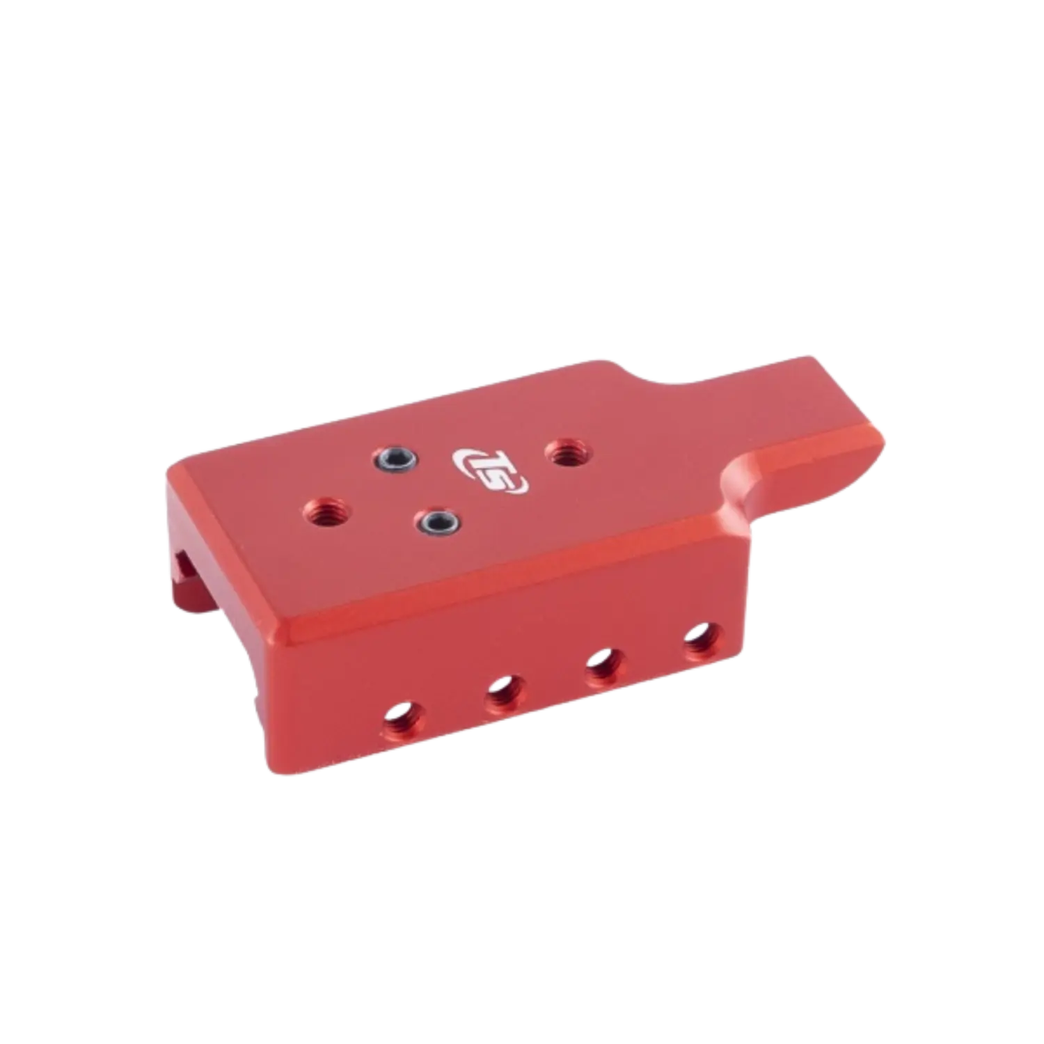 Toni System Aluminium Laufgewicht für Glock I ROT Rotes Aluminium-Laufgewicht von Toni System für Glock 17 mit mehreren Bohrungen und eingraviertem Logo.