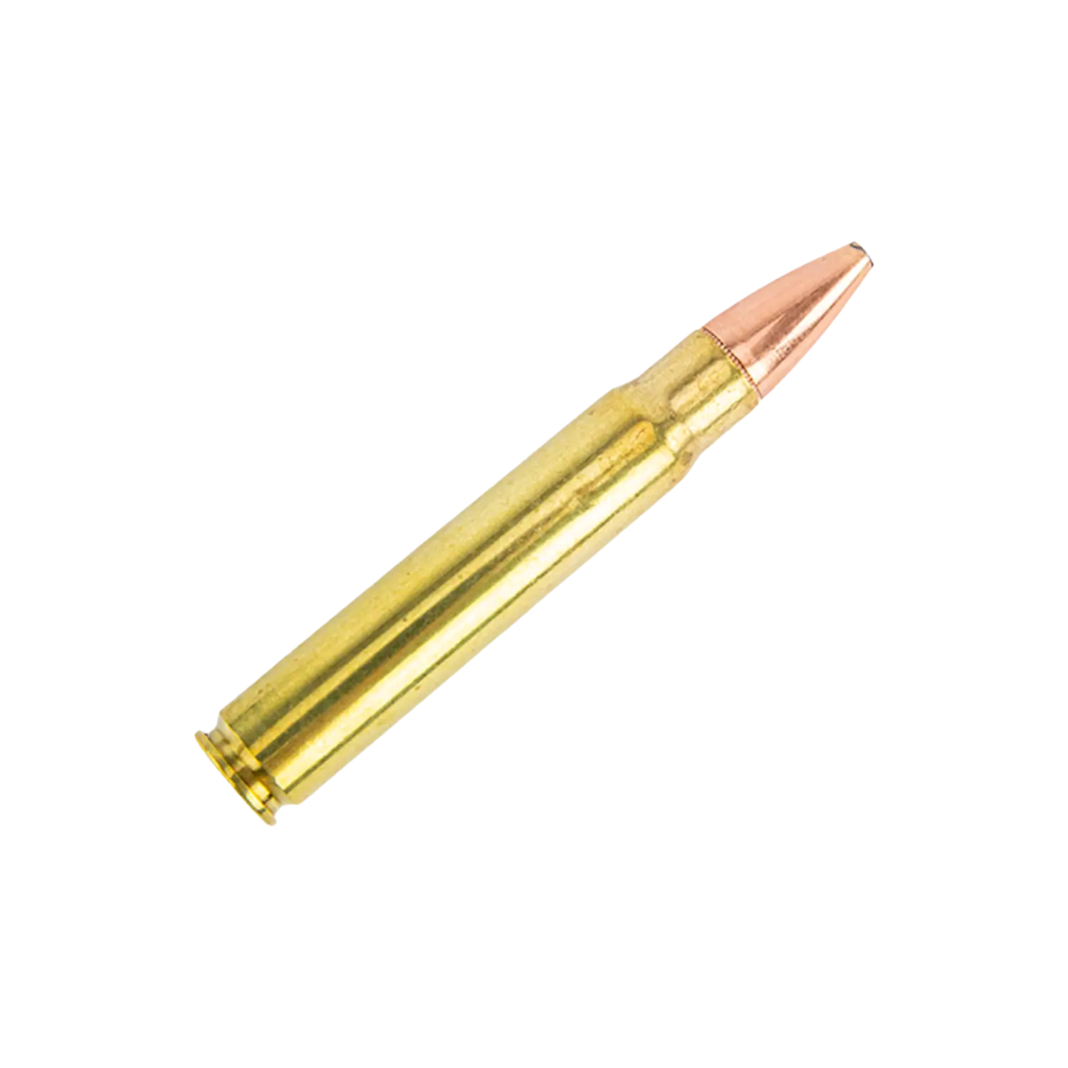 Patrone vom Typ Hornady International 9,3x62 SP Interlock mit kupferfarbener Spitze und Messinghülse