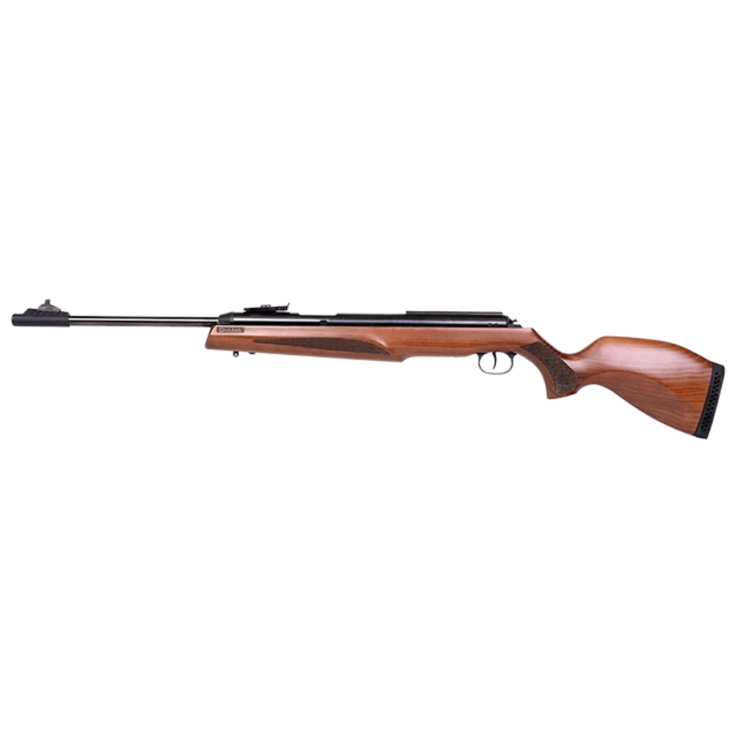 Diana Airking Luftgewehr mit braunem Holzschaft und schwarzem Lauf, Seitenansicht von links.