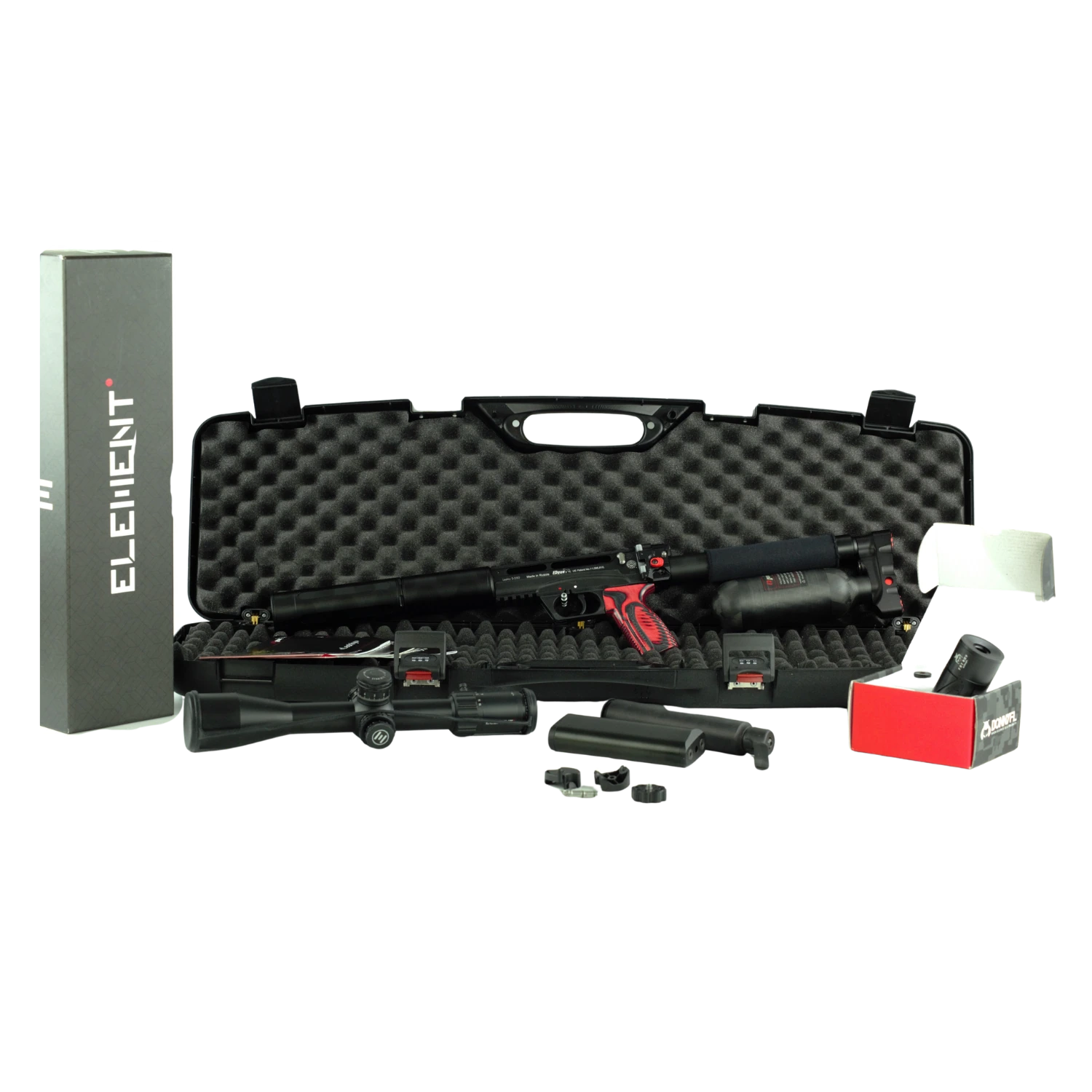 EDgun Leshiy 2 - 250 Kaliber 4,5mm inkl. Schalldämpfer + Carbonflasche + Element Optics Titan + Koffer #Second Hand