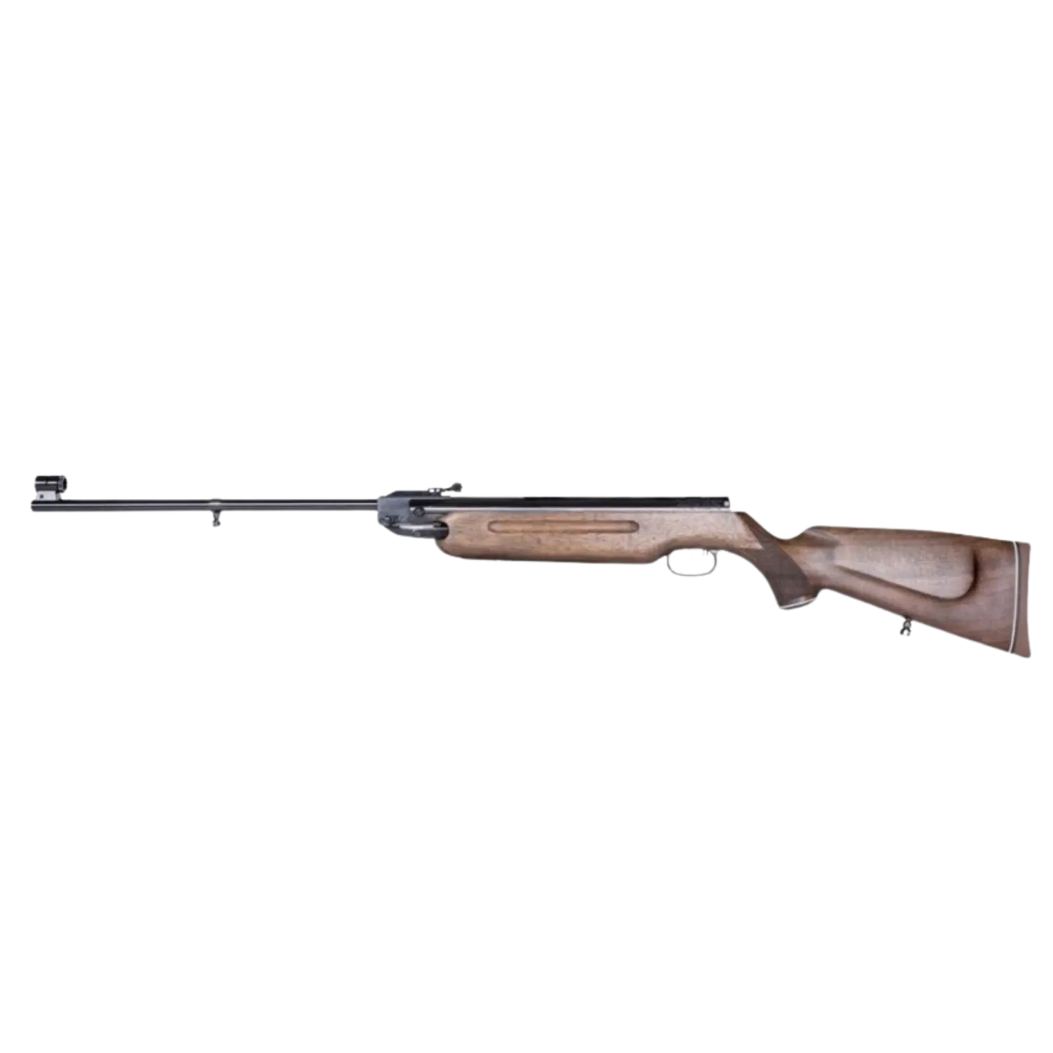 Weihrauch HW 35E Luftgewehr Kaliber 4,5mm Diabolo Seitenansicht des Luftgewehrs Weihrauch HW35E mit Holzschaft und langem Lauf.