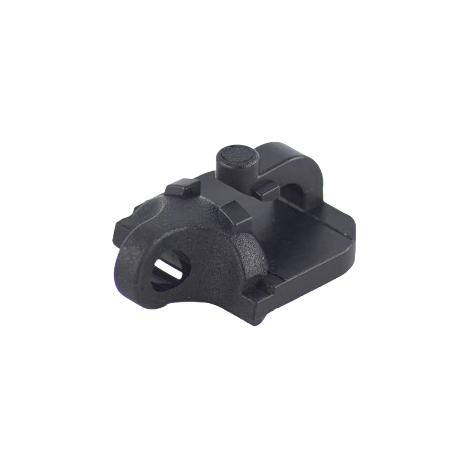 Glock Lanyard Clip Fangriemenöse Typ A Schwarze Glock Fangöse aus Kunststoff mit Clip-Mechanismus und rechteckiger Basis, zur Befestigung an einer Lanyard-Schlaufe.