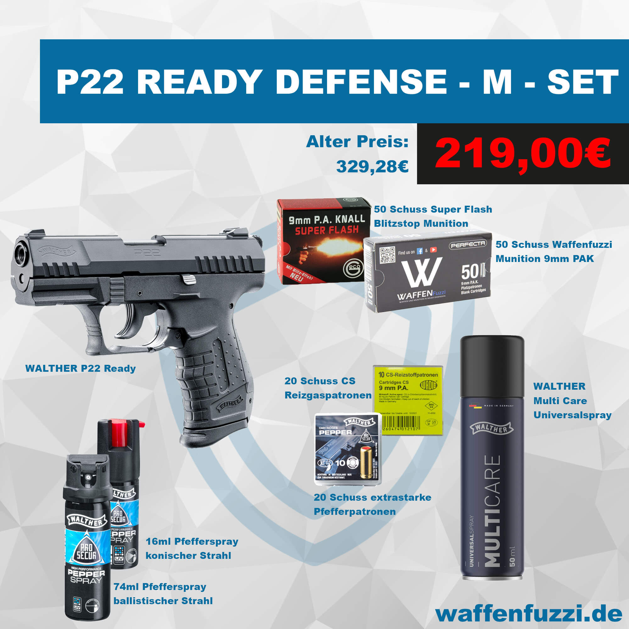 Waffenfuzzi Walther P22 Ready Defense Set - Rundumschutz für 219 Euro