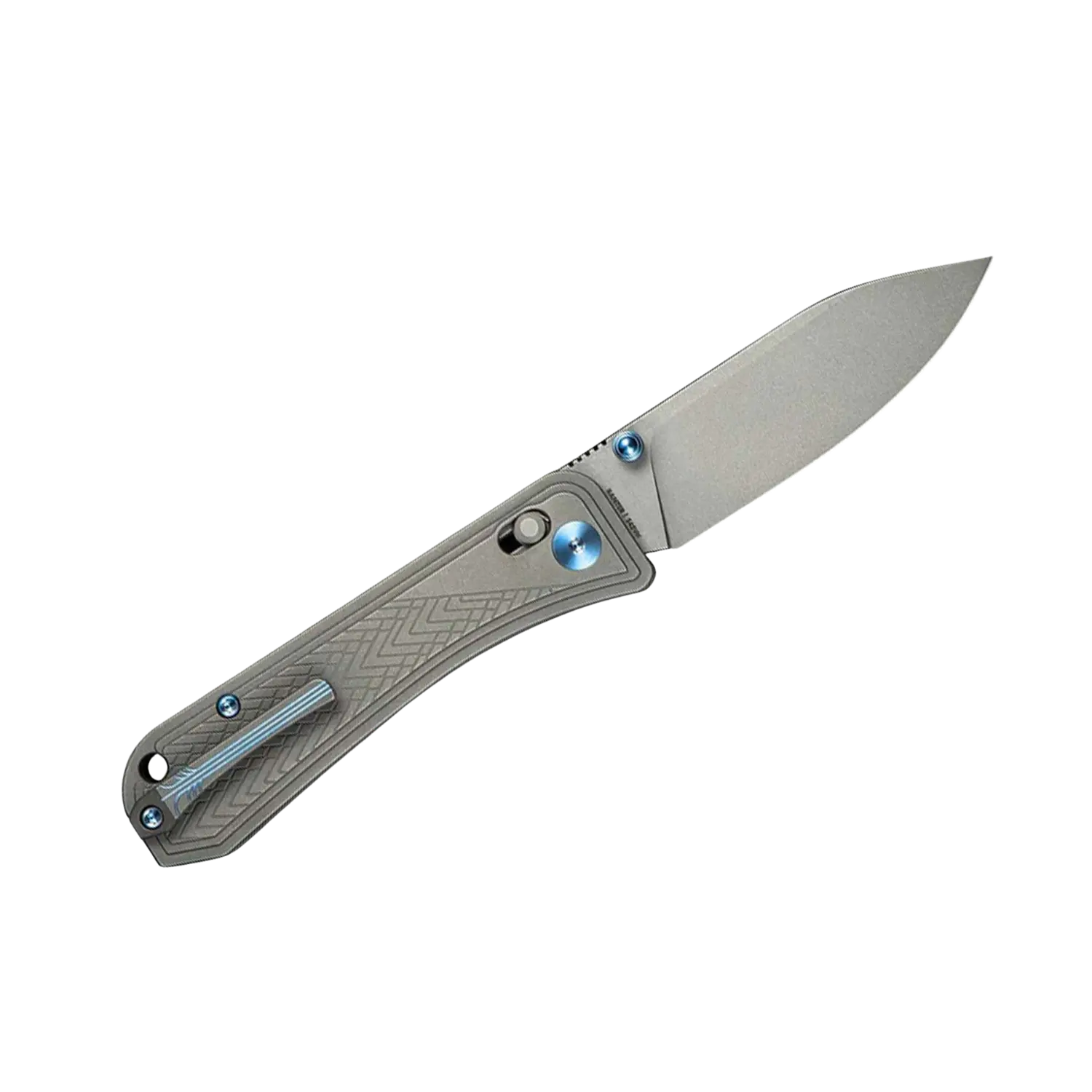 Messer mit grauen Griff und blauen Akzenten