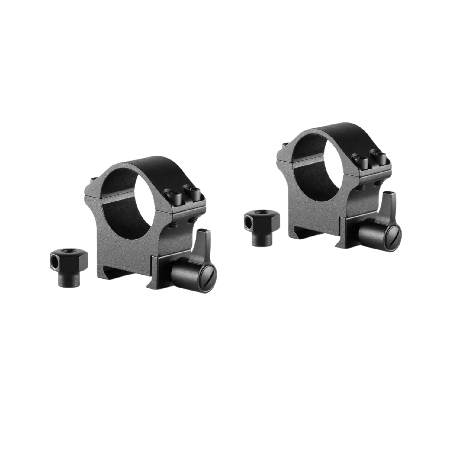 Hawke Professional Steel Ringmontagen Mittel / 1 Zoll Zwei schwarze Ringmontagen aus Präzisionsstahl, mit Halterungen und Schrauben, für Zielfernrohre.