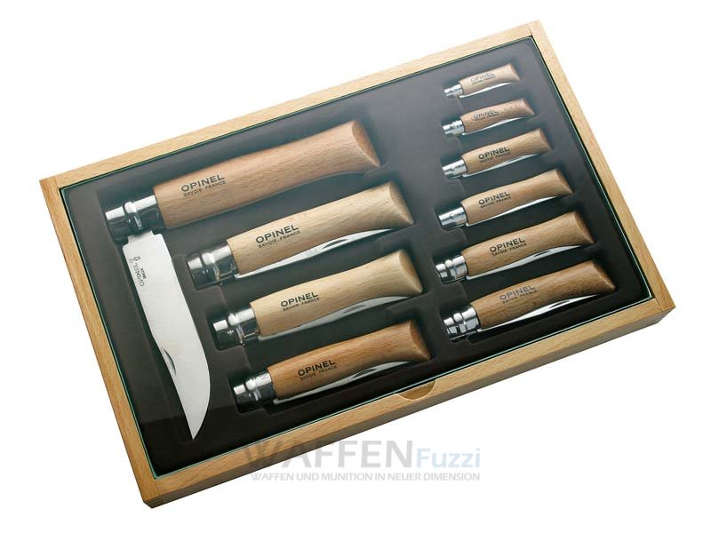 Opinel-Set-rostfreie-Taschenmesser-aus-Frankreich Opinel Exklusiv Set bestehend aus 10 klassischen Opinel Taschenmesser