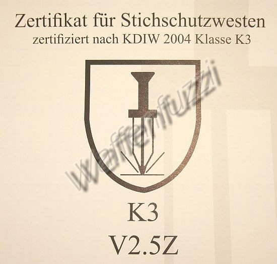 Zertifizierte Stichschutzweste TW19