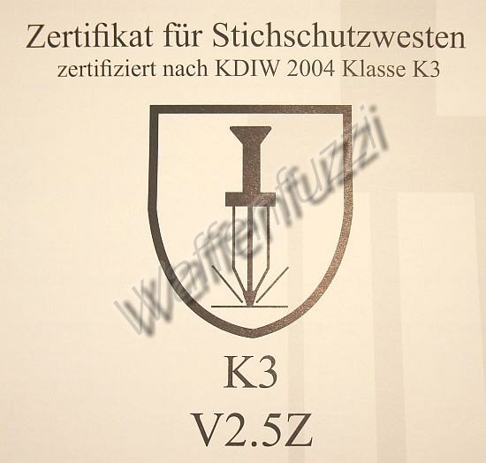 918e47921e10bbfbb588448255a9f1c0 Zertifizierte K3 Stichschutzweste TW19 Gr. S-M