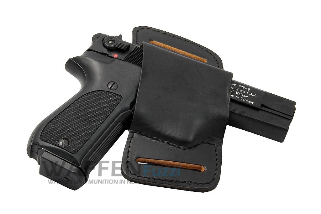 HolsterFuerSchreckschusswaffen_Waffenholster_GSCHA-2060 Gürtelholster Belt-Slide, Vollrindleder für Walther, H&K, Sig-Sauer, Röhm, Zoraki